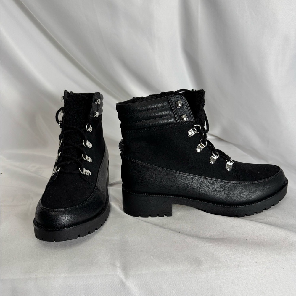 Style & Co Black Combat Moto Boots with Sturdy Soles - Picture 4 of 5